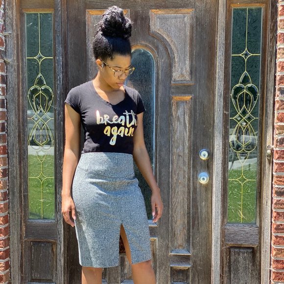 Express Tweed Double Slit knee length pencil Skirt - Picture 2 of 4